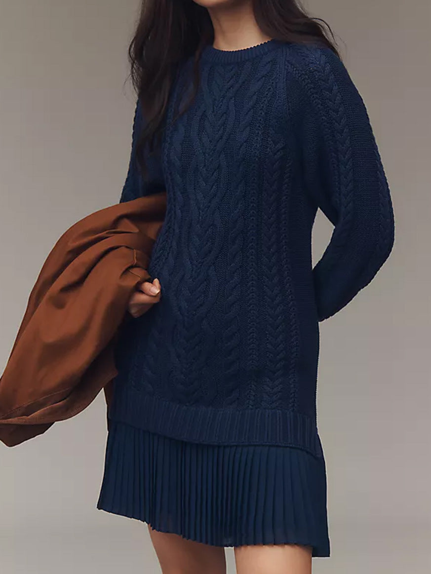 Women's Woolen Solid Color Stitching Casual Sweaters
