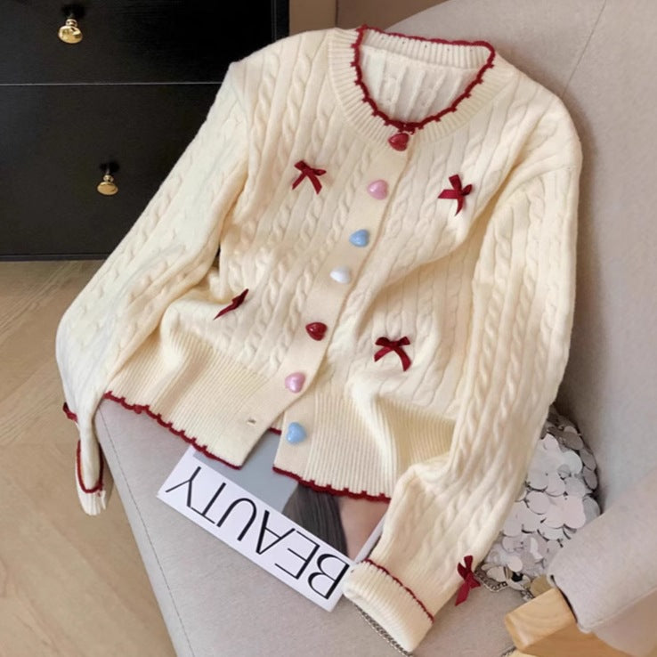 Women's Korean Sweet With Round Heart-shaped Colorful Design Women's Sweater