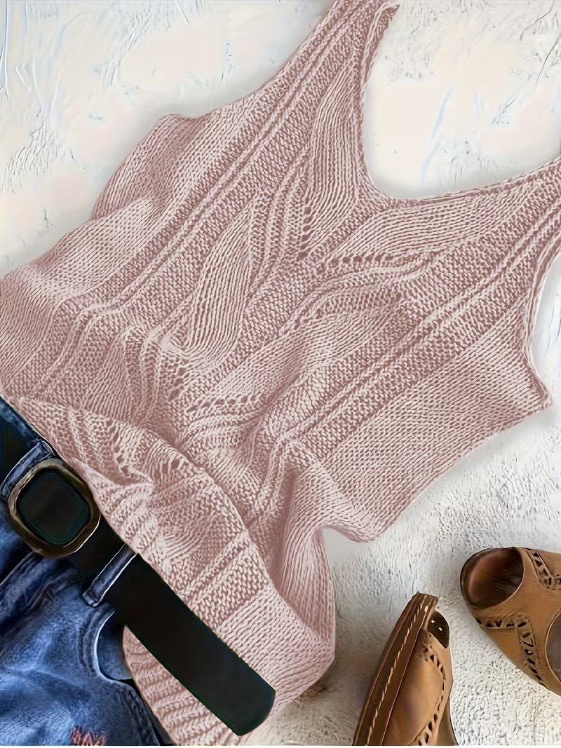 Women's Solid Color Knitted Casual Sleeve Wild Vests