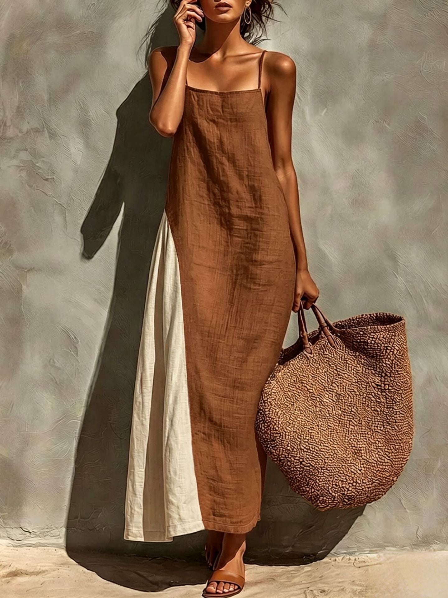Women's Summer Cotton Linen Versatile Simple Camisole Dress