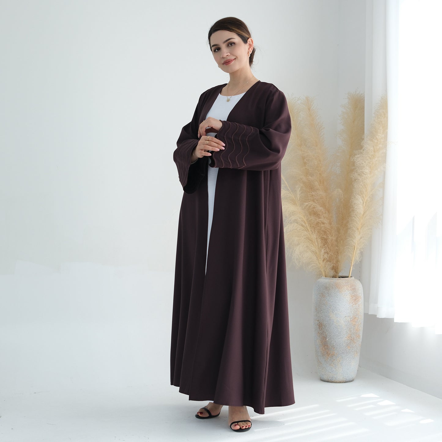 Dress Solid Color Exquisite Embroidered Robe Dresses