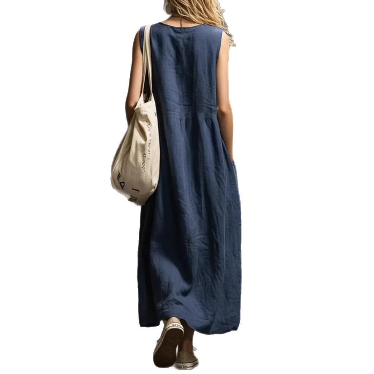 Fashion Charming Loose Sleeveless Three-dimensional Pocket Dress