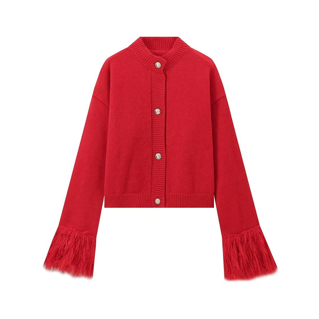 Women's Trendy Cuff Fur Stitching Commuter Sweaters