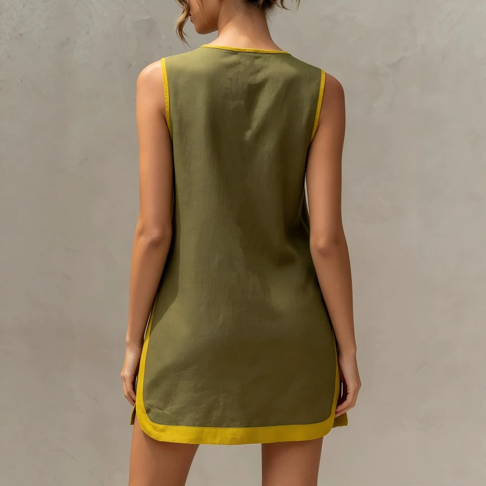 Summer Stitching Sleeveless Casual Loose Vacation Dress