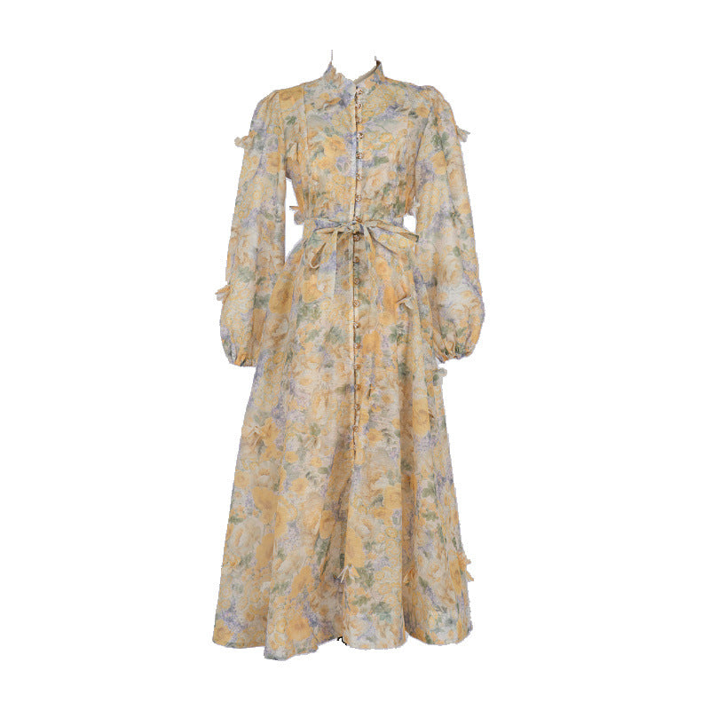 Catwalk Design Sense Hanging Flower Long Dresses