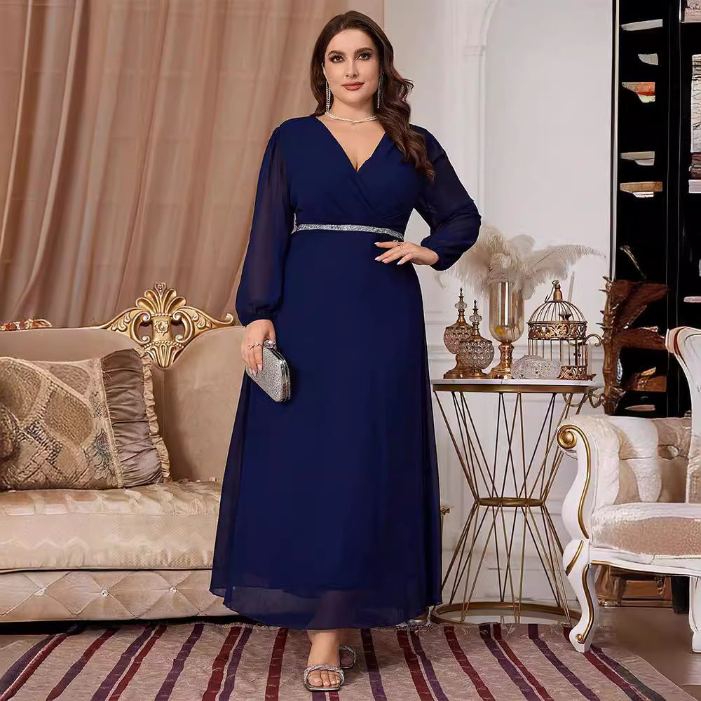 Women's Autumn Chiffon Large Long-sleeved Dress Dresses