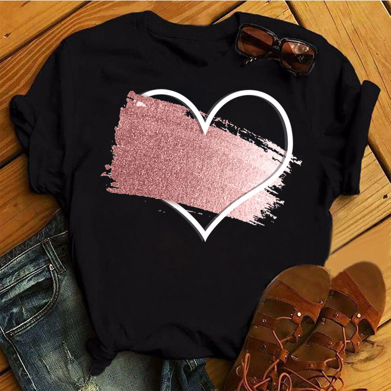 Women's Sleeve T-shirt Love Series Korean Style Blouses