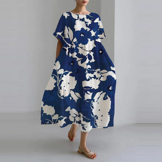 Women's Round Neck Fashion High-grade Short-sleeved Printed Dresses