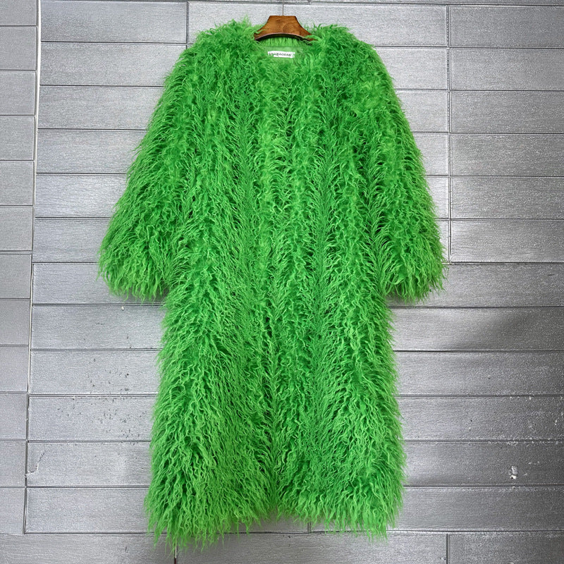 Imitation Tan Wool Extended Furry Color Coats