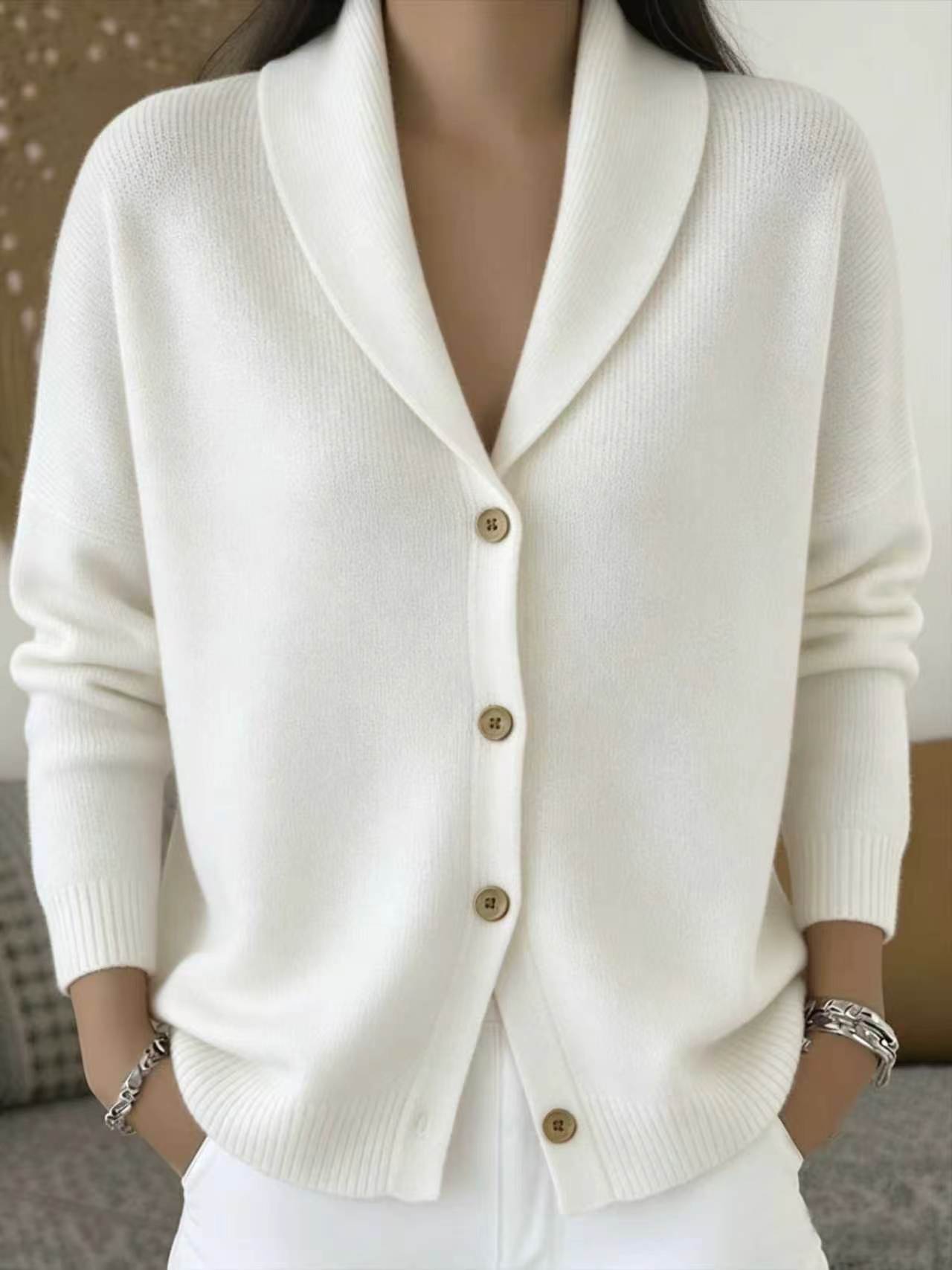 Women's Lazy Style Lapel Button Solid Color Long Cardigans