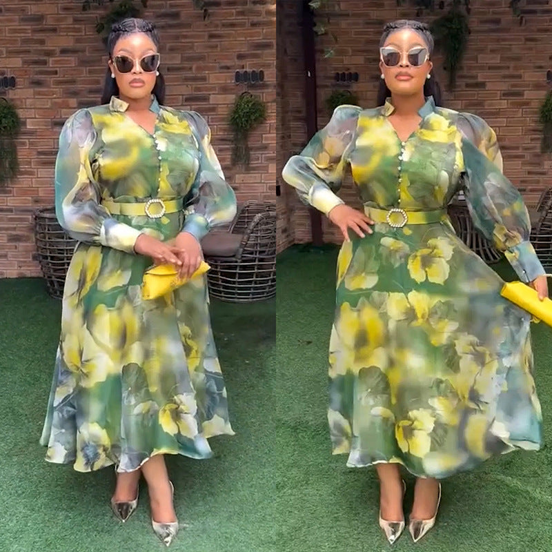 Women's Large Printed Long Dress Independent Fashion Dresses