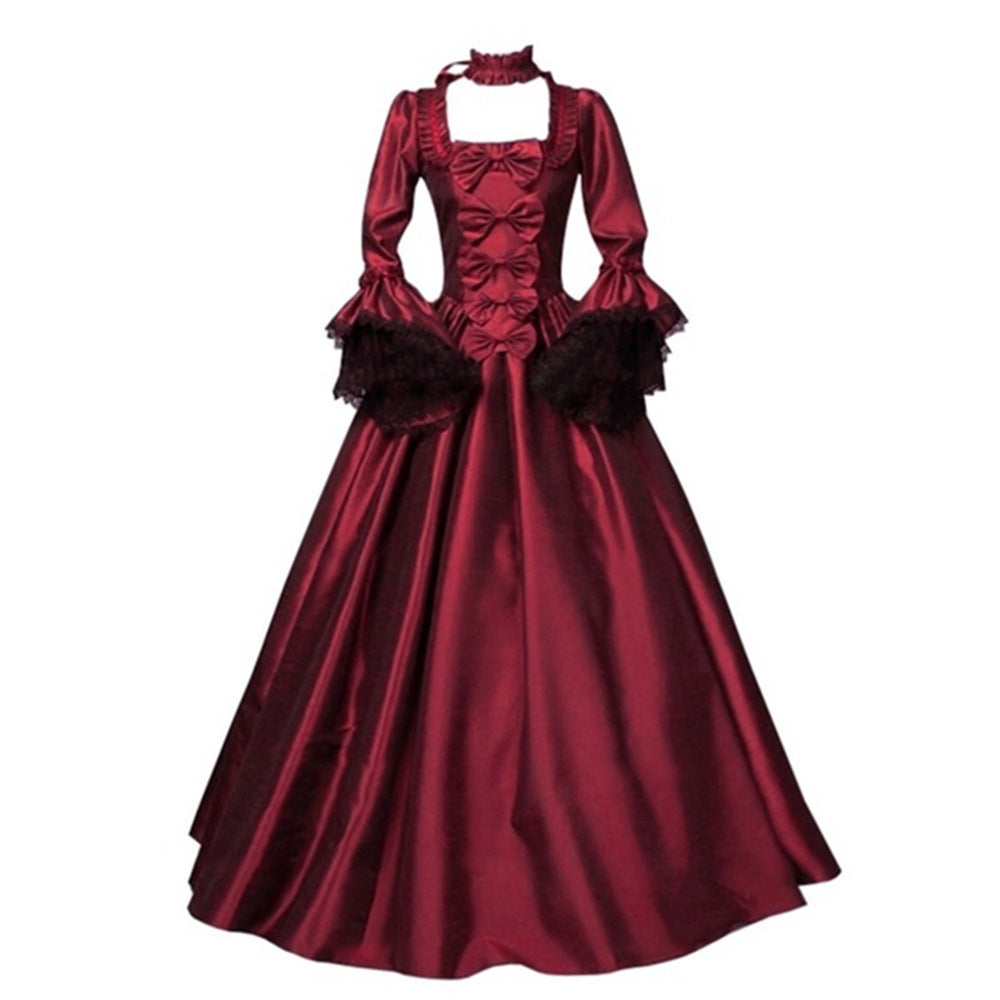 Lace Stitching Large Bell Sleeve Medieval Dress
