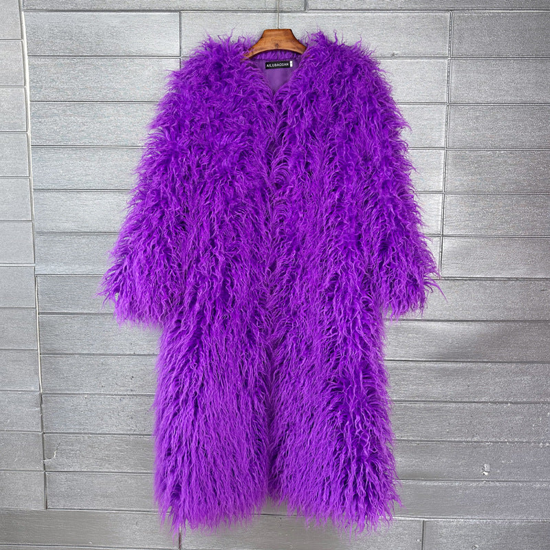 Imitation Tan Wool Extended Furry Color Coats