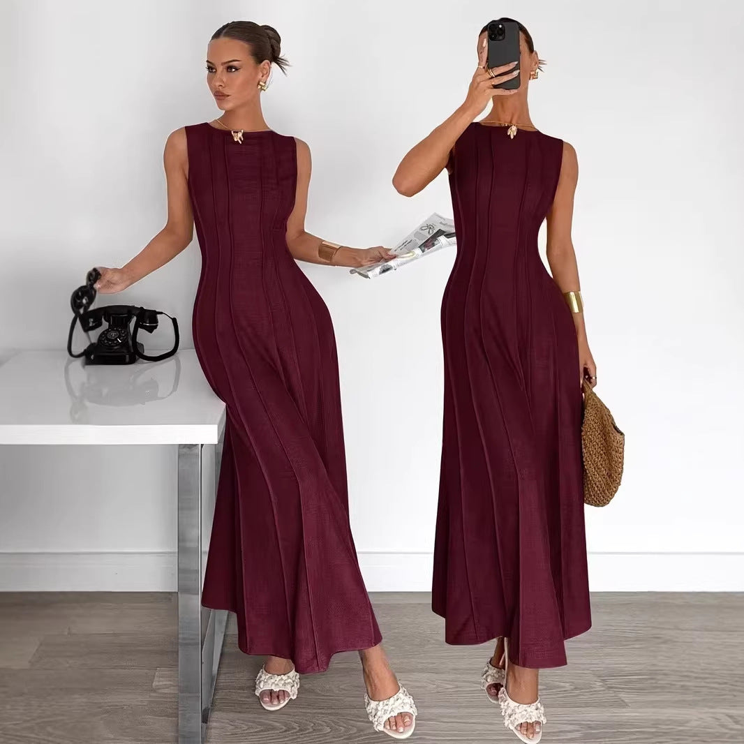 Women's Pleated Elegant Sleeveless Temperament Commute Dress
