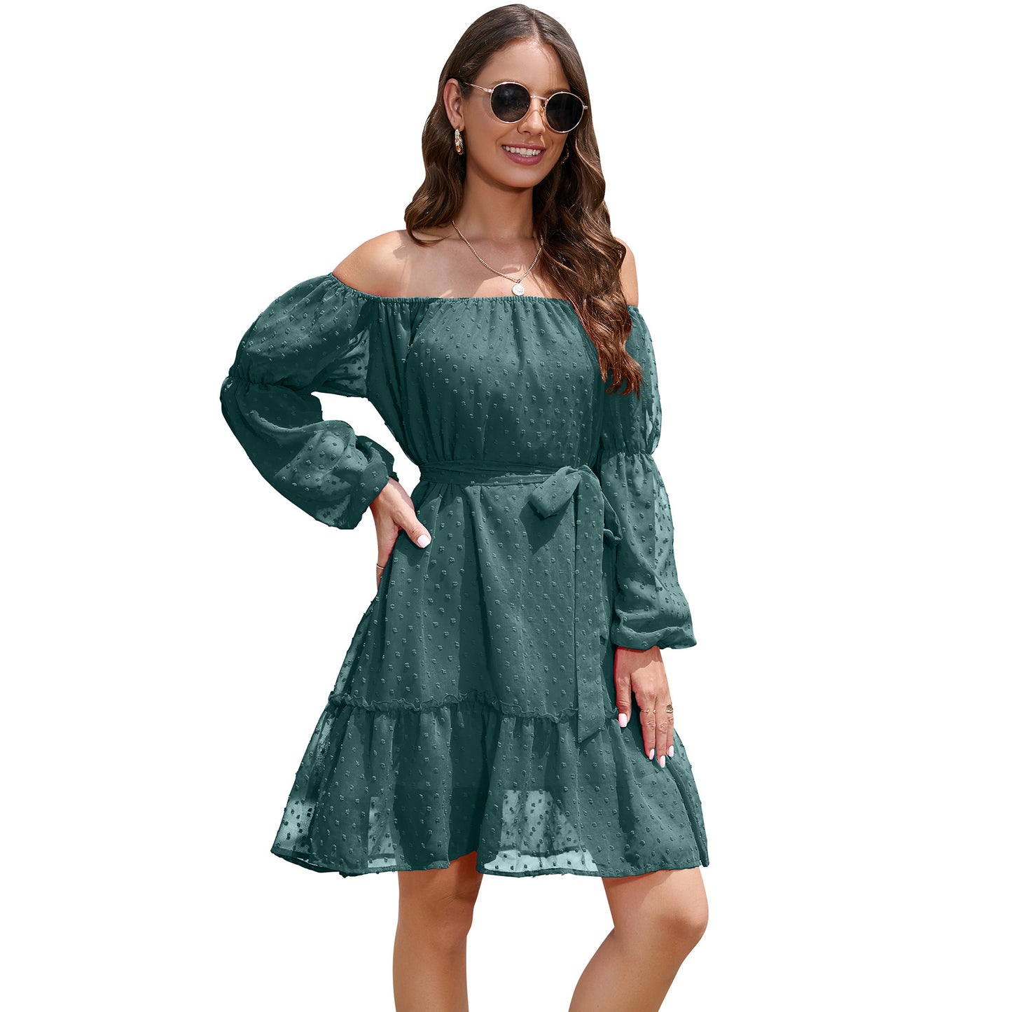 Casual Loose Fur Ball Chiffon Belt Dresses