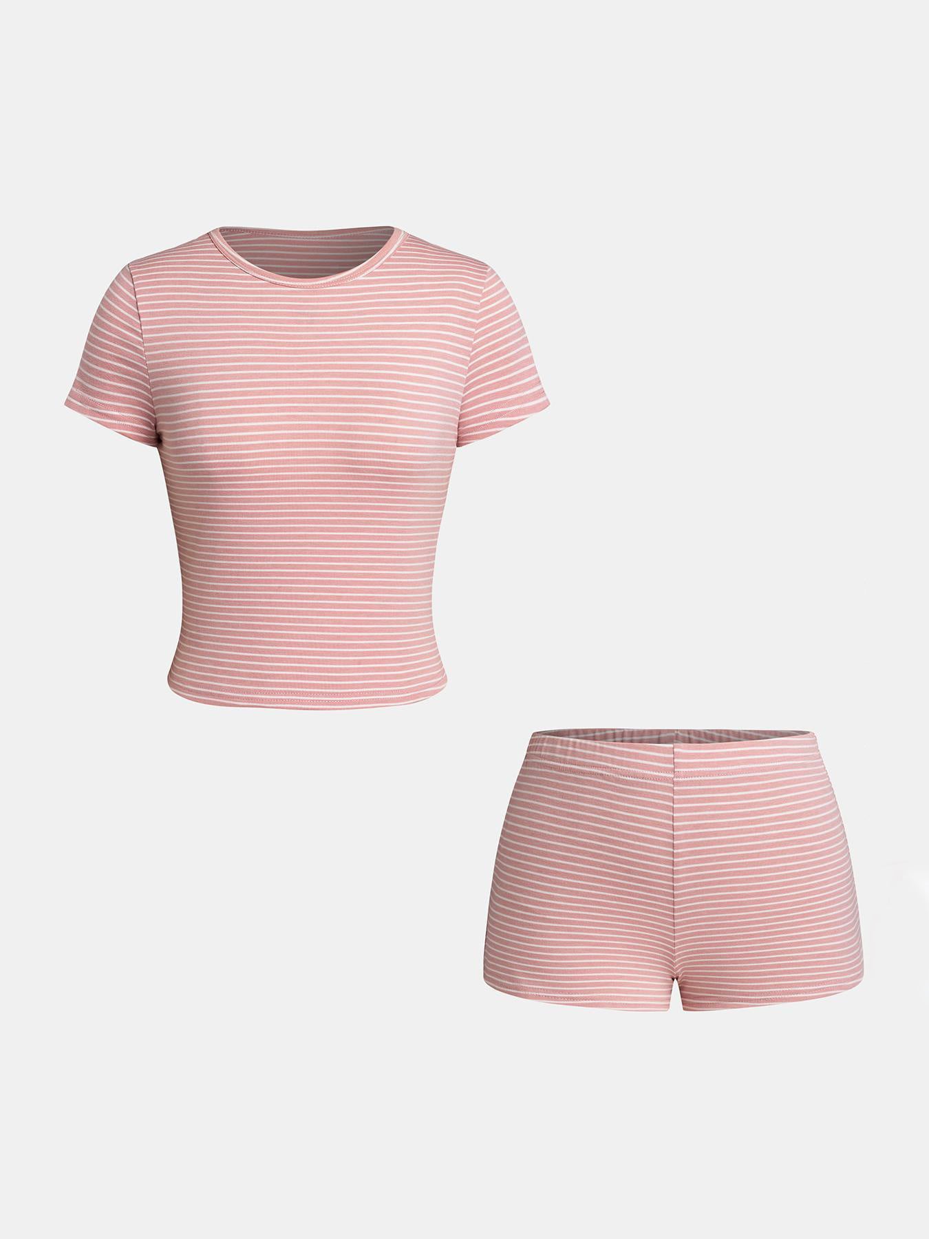 Women's Niche Striped Shoulder Short-sleeved T-shirt Shirt Slim Fit Tops