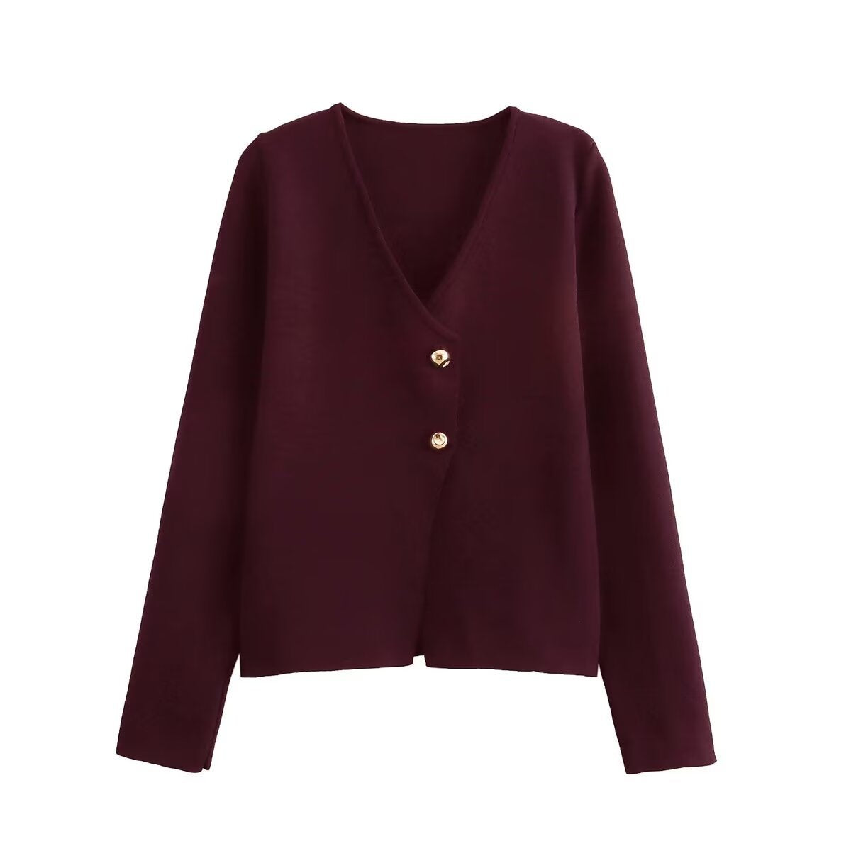 Women's Knitted Fashion Casual Button Gold Tops