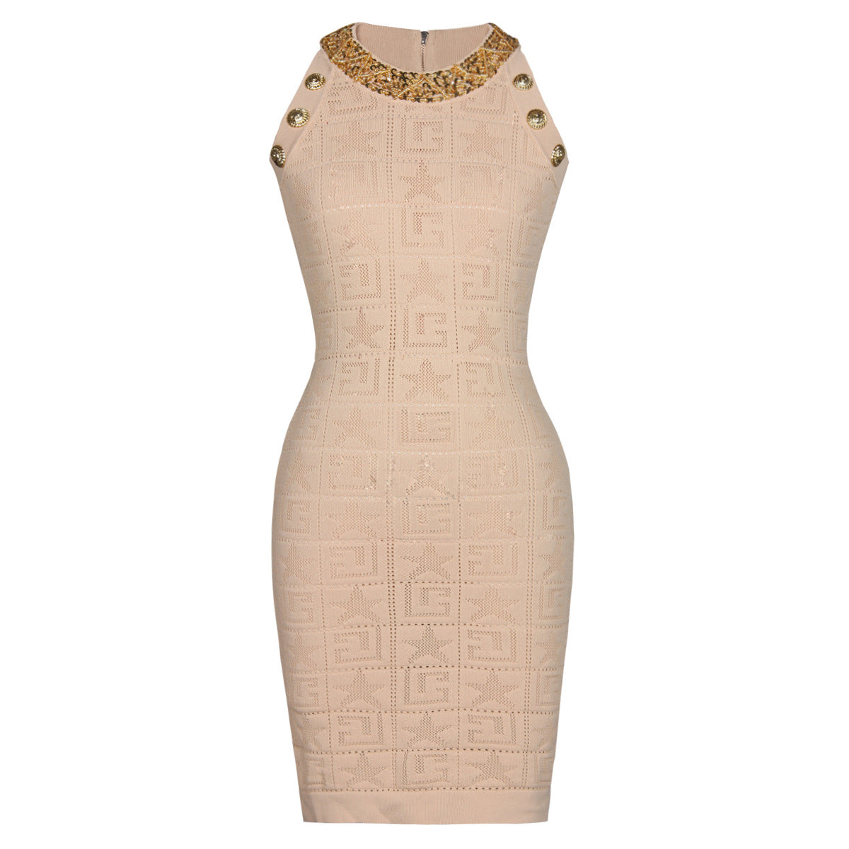 Summer Sleeveless Beaded Mid-length Knitted Dress Dresses