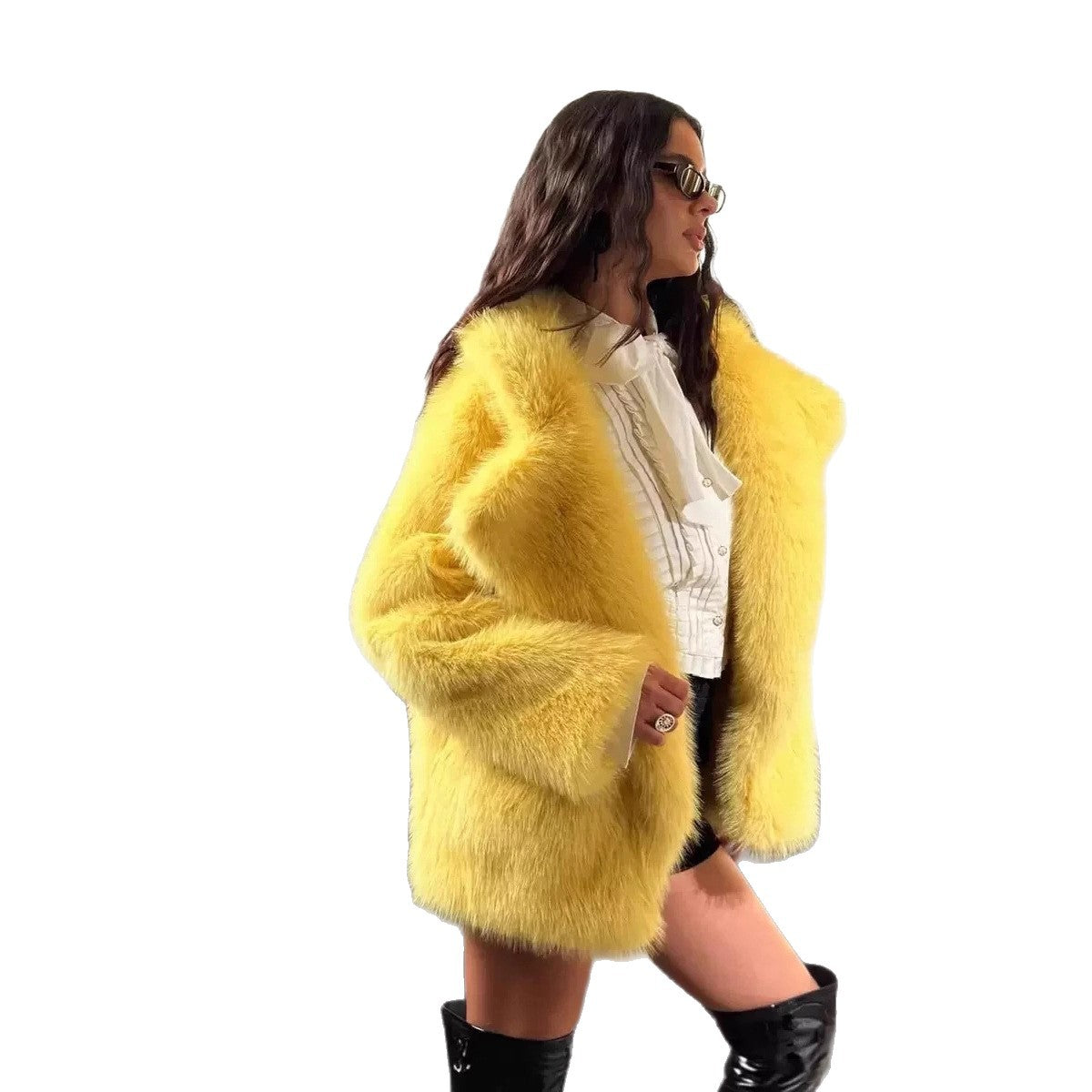 Women's Winter Faux Fur Loose Mixed Color Coats