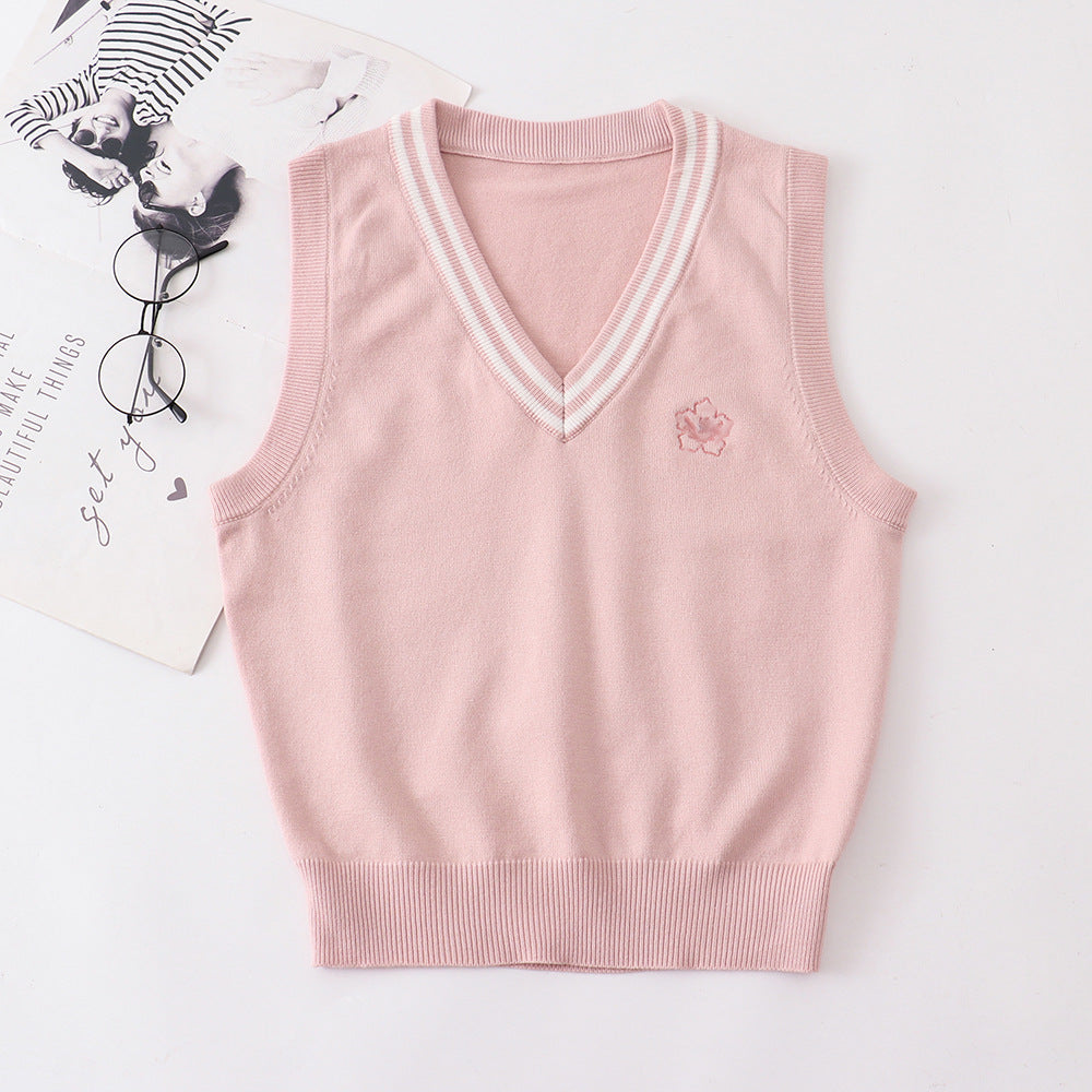 Women's Pink Korean Drama Preppy Style Autumn Women's Sweater
