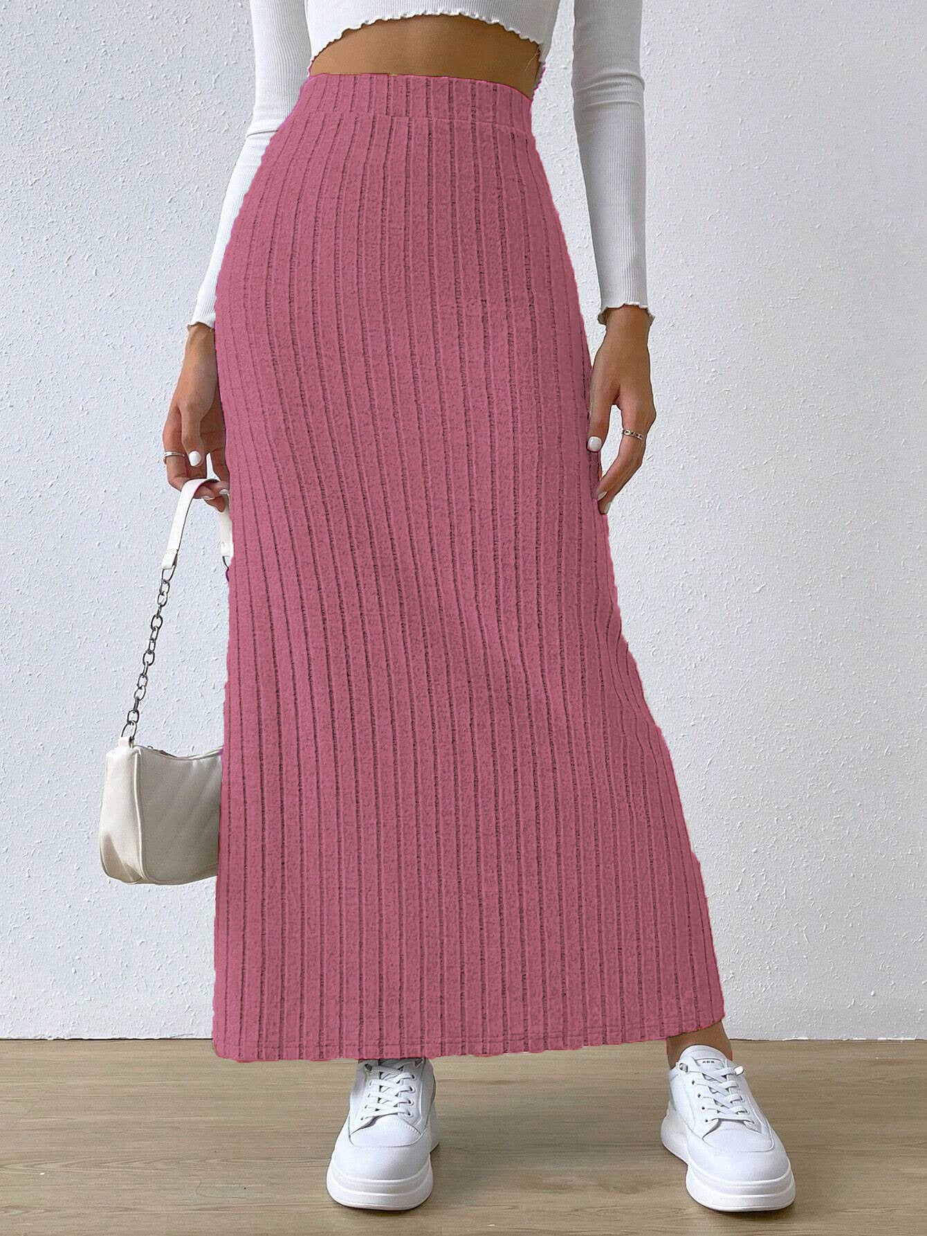 Women's Fashion High Waist Side Slit Slim Skirts
