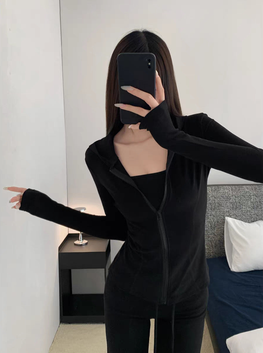 Autumn Simple Comfortable Tight-fitting Cinched Single-breasted Drawstring Trousers Suits