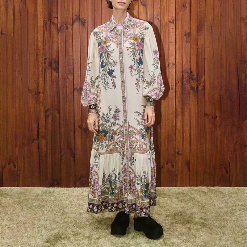 Women's Style Palace Elegant Printed Dress Early Autumn Dresses