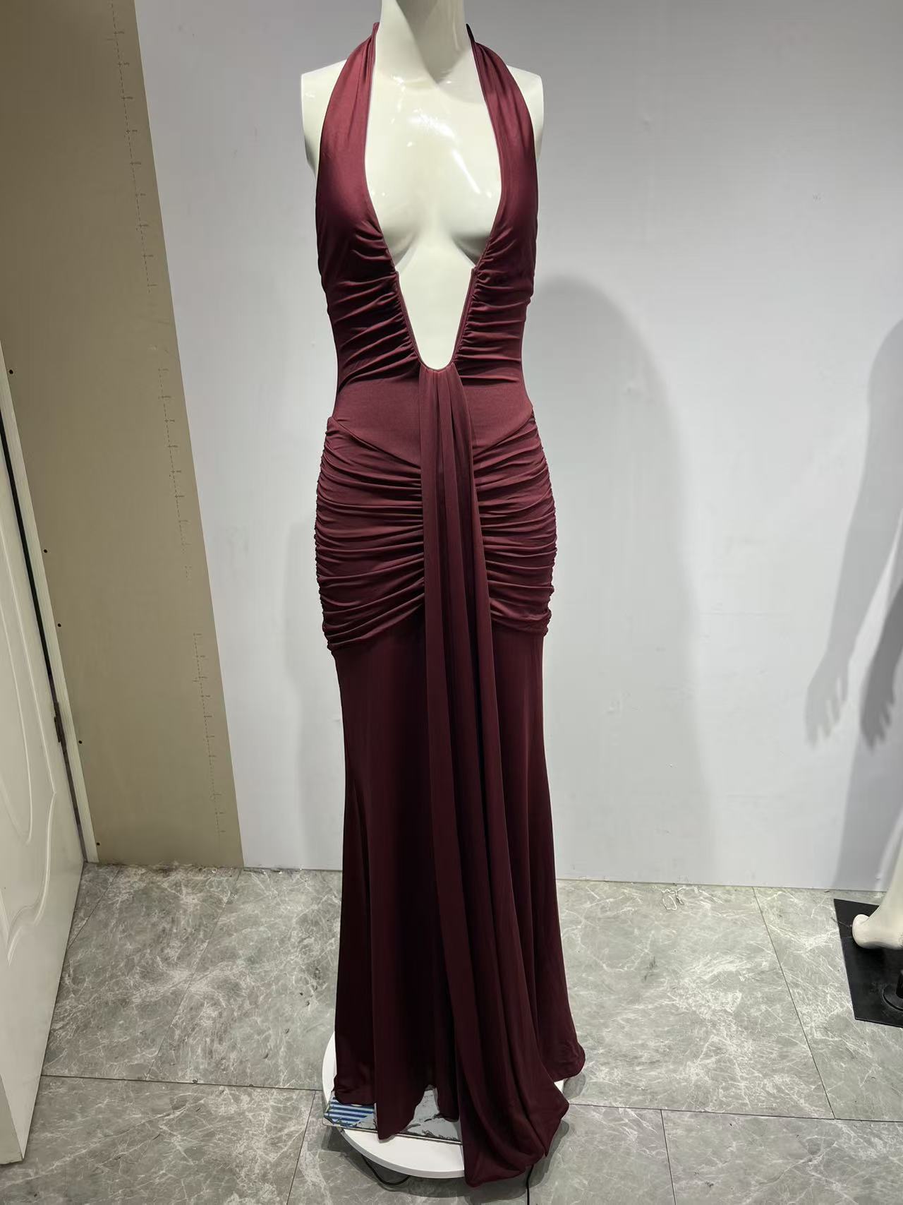 Women's Elegant Vacation Style Backless Halter Sheath American Dress