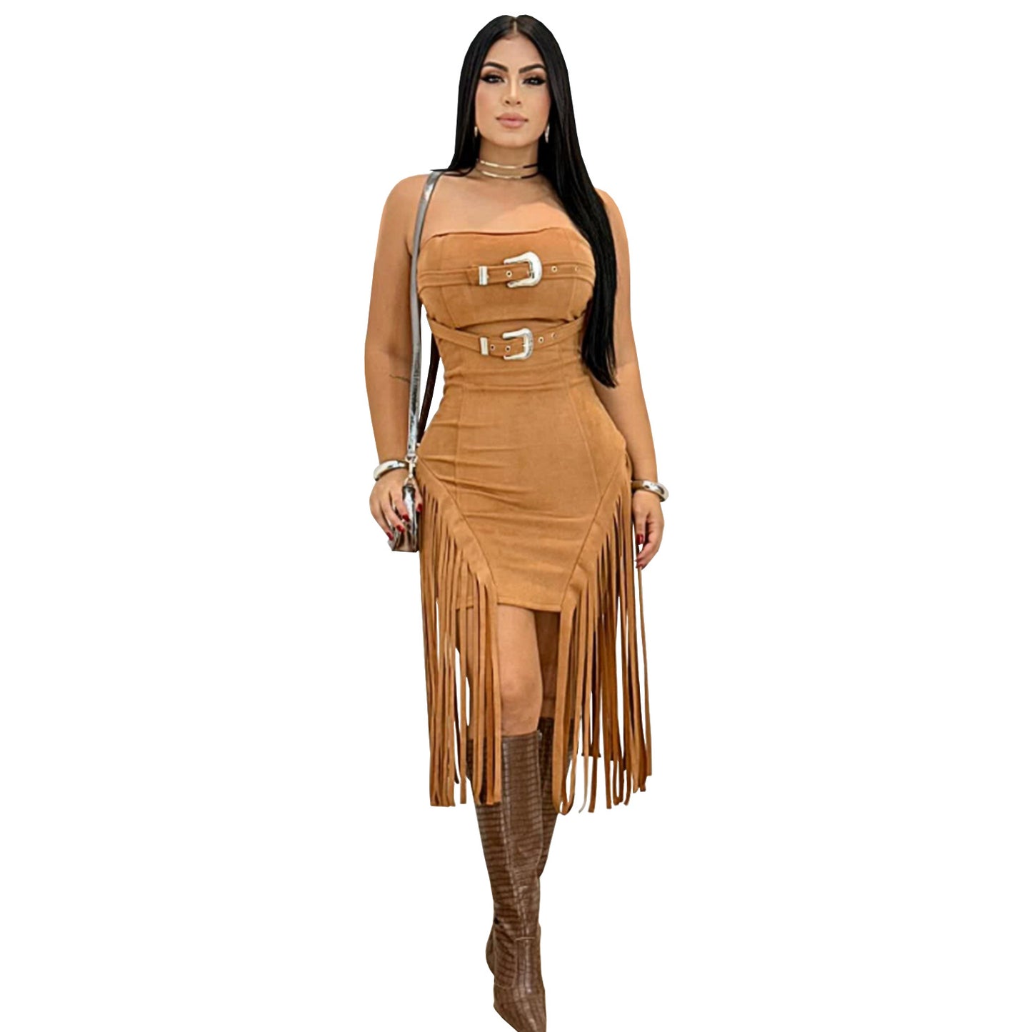 Women's Wear Sexy Sleeveless Tube Backless Tassel Dresses