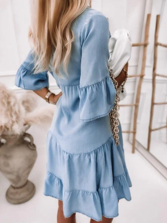 Color Washed Cotton Half Sleeve A- Dresses