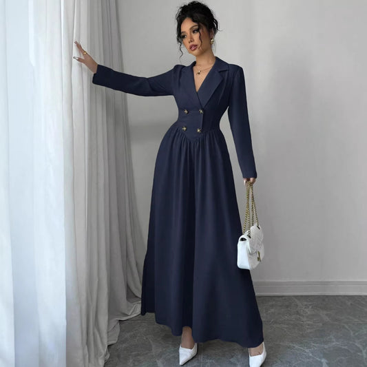 Women's High Waist Big Swing Pleated Temperament Dress