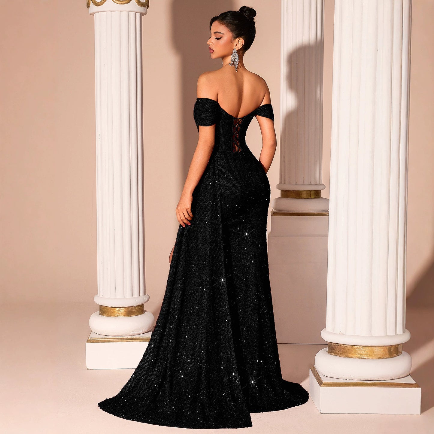 Sequined Slim Fit Slimming Fishtail Bridal Toast Dress