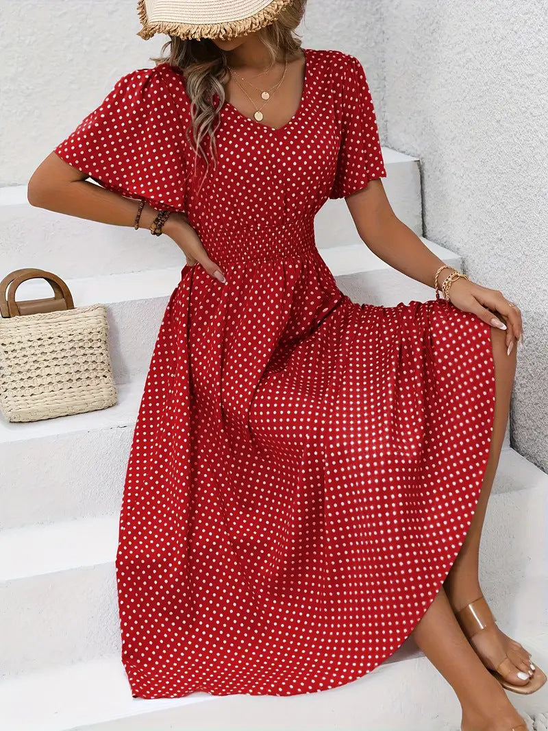 Quick Polka Dot Pullover Leisure Dress Dresses
