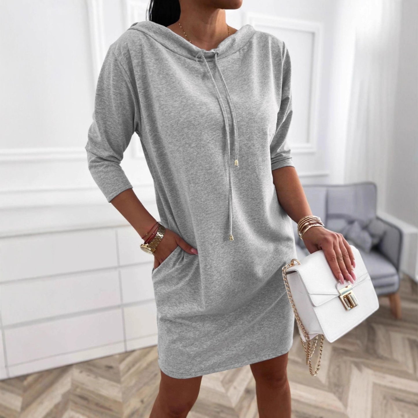 Women's Fashion Casual Stand Collar Drawstring Sleeve Sweaters