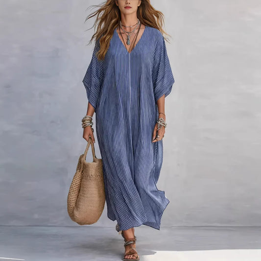 Loose Vacation Fashion Casual Shirt Striped Dress