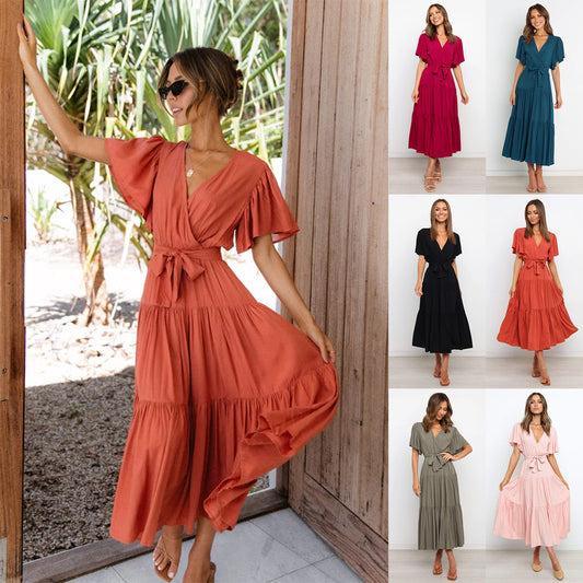 Glamorous Printed Sleeve Long Dress Bohemian Dresses