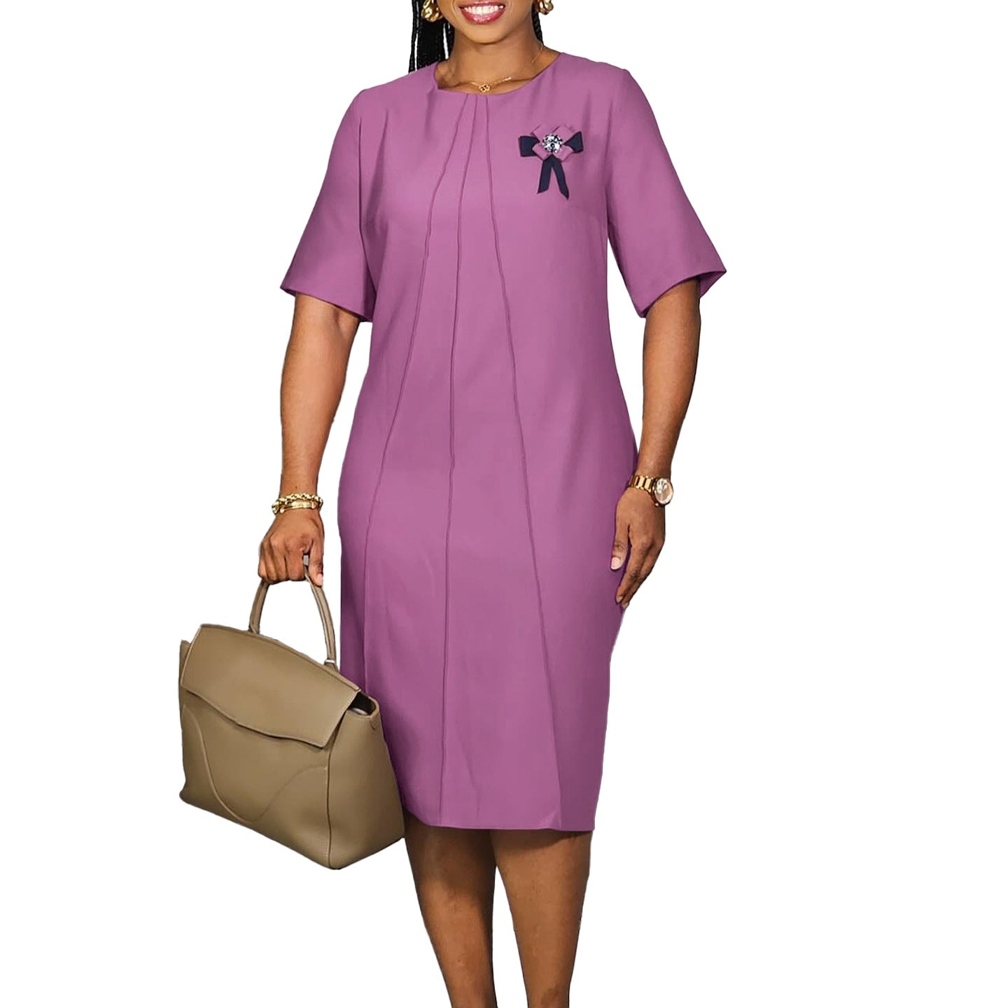 Women's Fashion Elegant Solid Color Loose-fitting Large Dress
