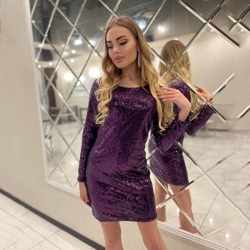 Women's Summer Sexy Fashion Sequins Hip Nightclub Dress