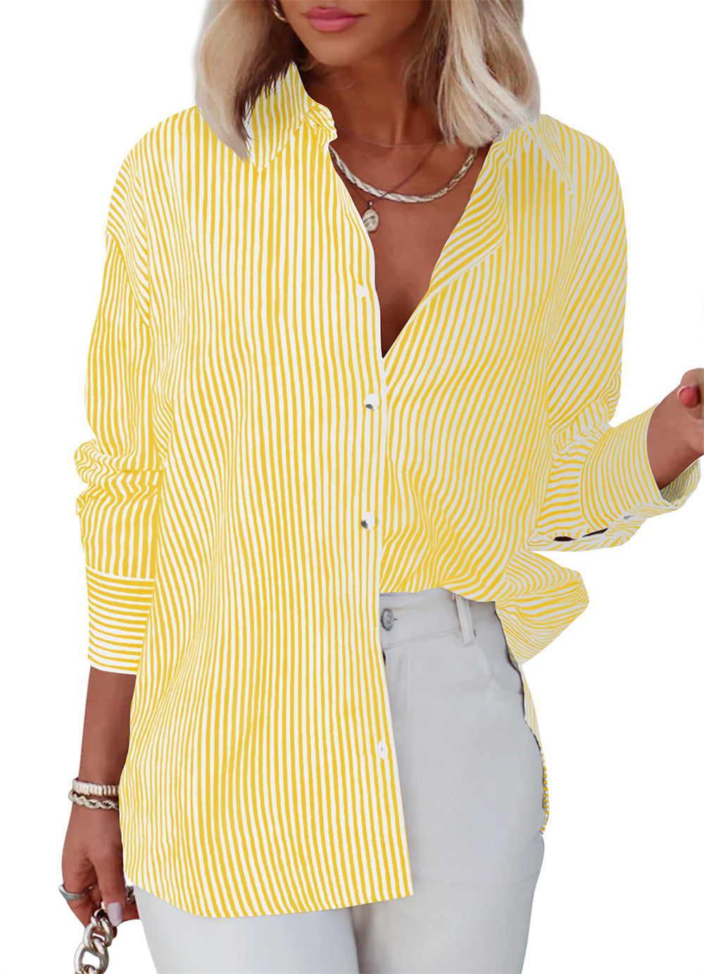 Women's Button Shirt Classic Long Sleeve Fashion Collar Blouses