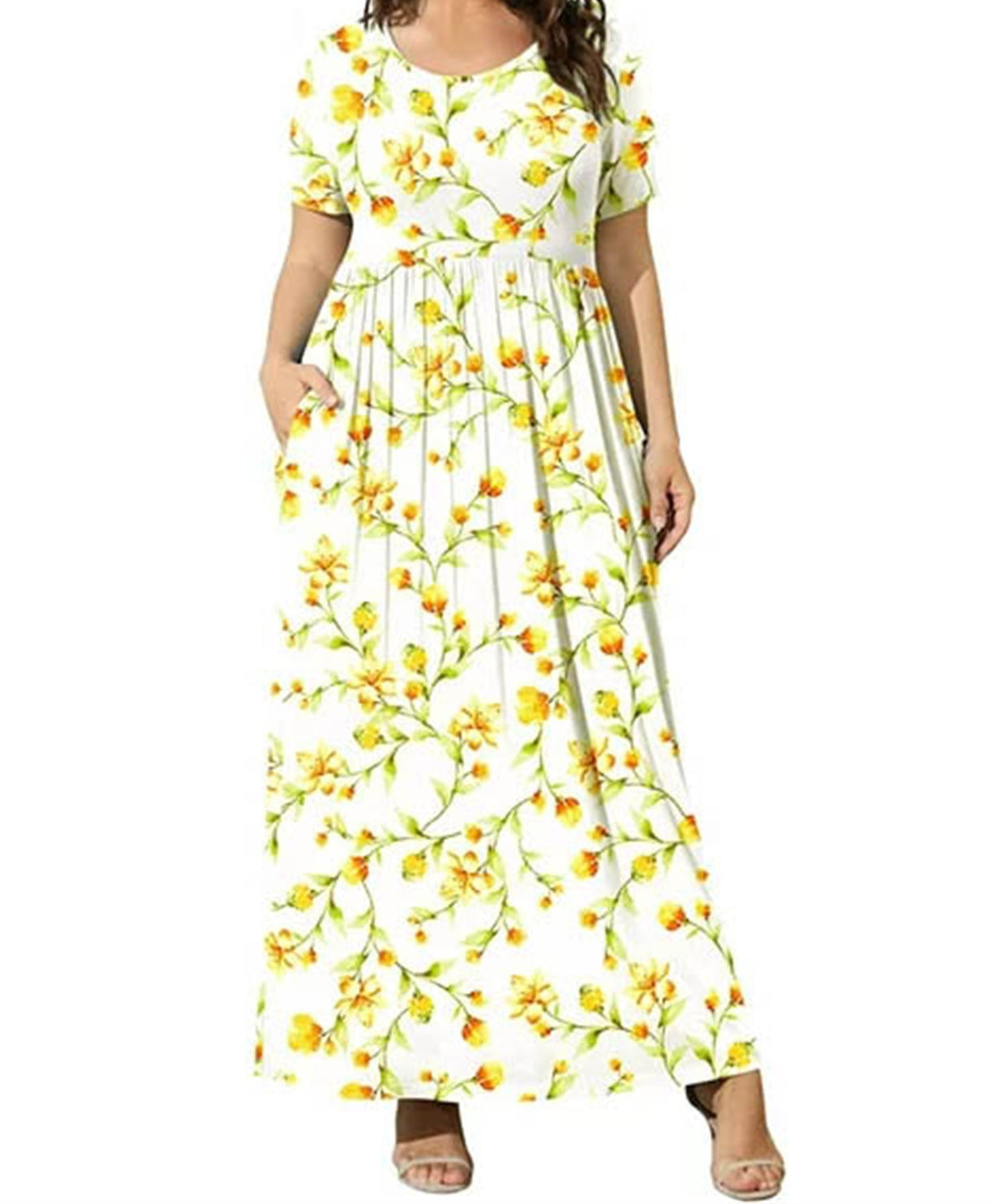 Women's Clothes Sleeve Round Neck Solid Color Dresses