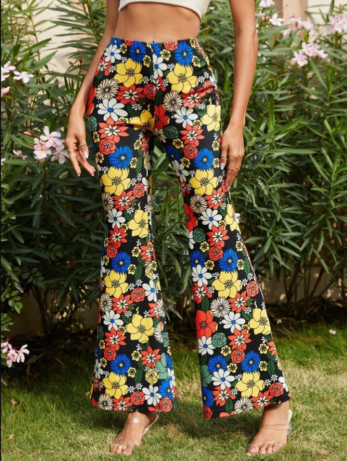 Women's Unique Summer Floral Sexy Bell-bottom Pants