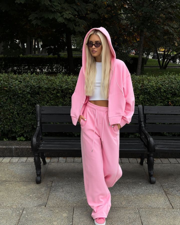 Women's Zipper Hooded Sport Trousers Two-piece Casual Suits