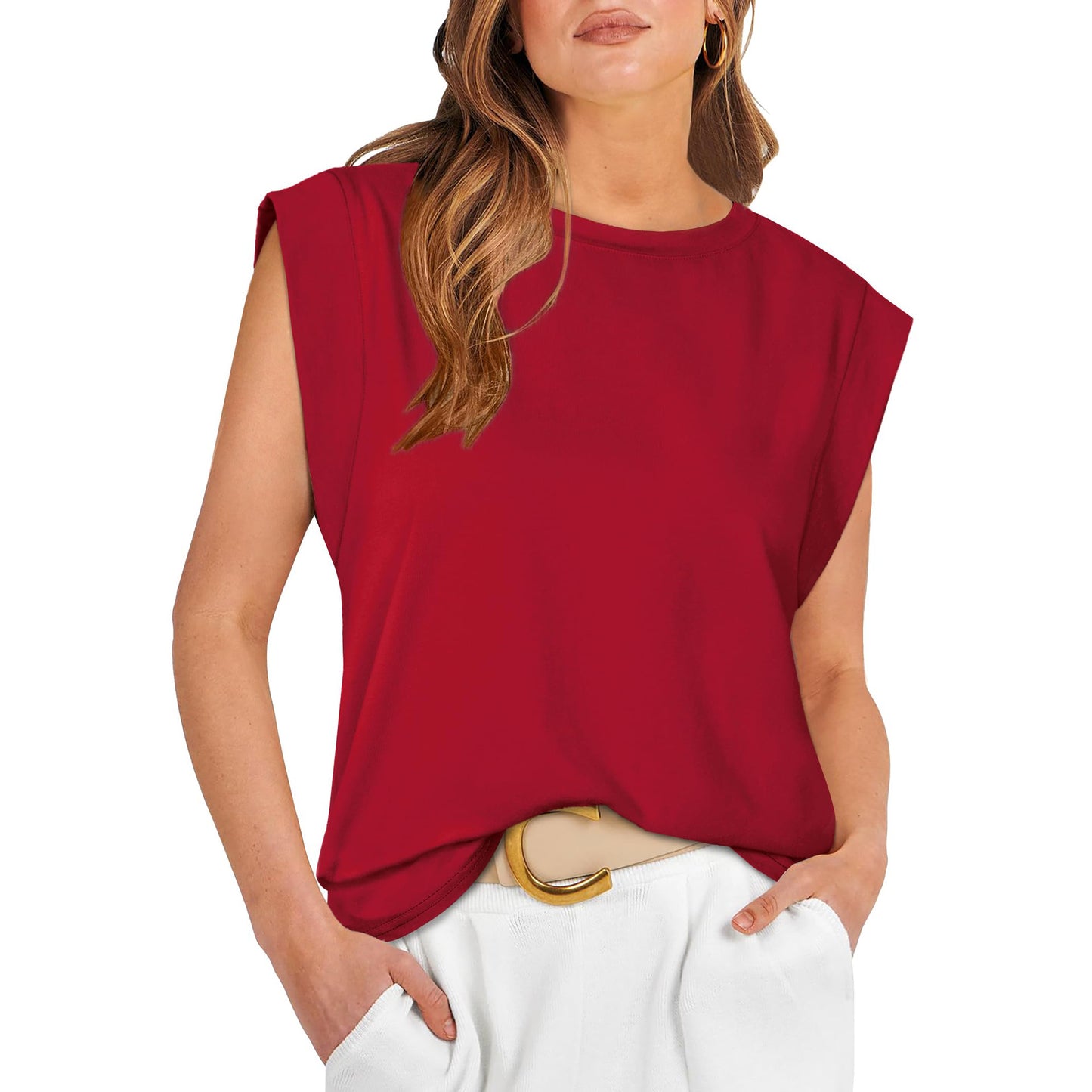 Women's Round Neck Loose Sleeves T-shirt Striped Blouses