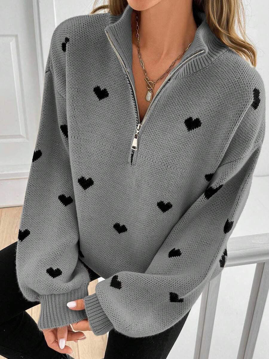 Women's Autumn Knitted Long Sleeve Love Pattern Sweaters