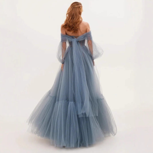 Women's Long Mesh Sleeve Dress Tulle Dresses