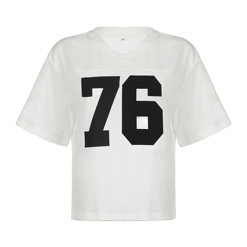Street Hot Style Letter Print T-shirt Loose Blouses