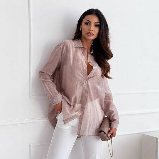 Women's Summer Solid Color Simple Fashion Rhinestone Blouses