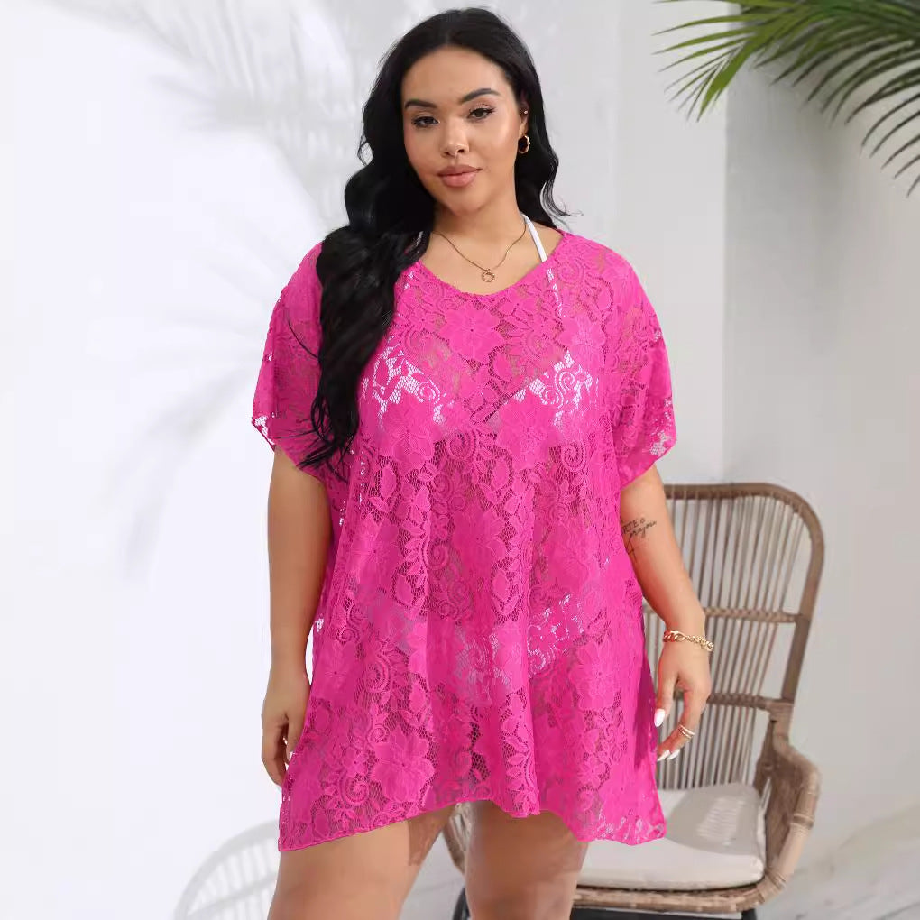 Women's Sexy Lace Cutout Split Beach Dress Blouses