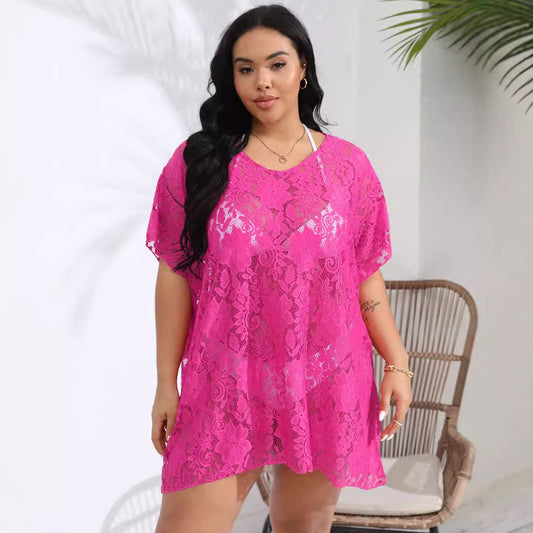 Women's Sexy Lace Cutout Split Beach Dress Blouses
