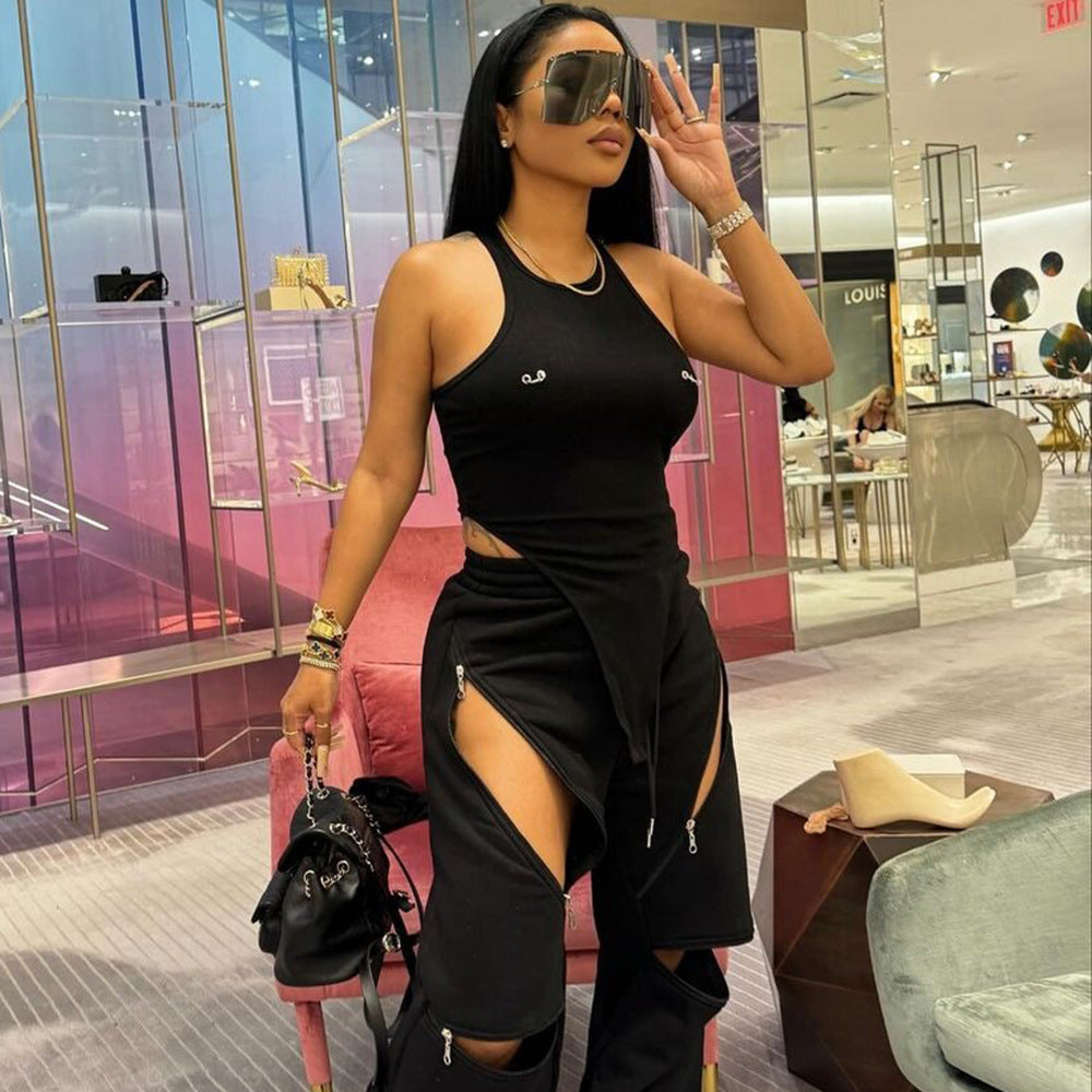 Women's Sexy Hot Round Neck Hollow Out Jumpsuits